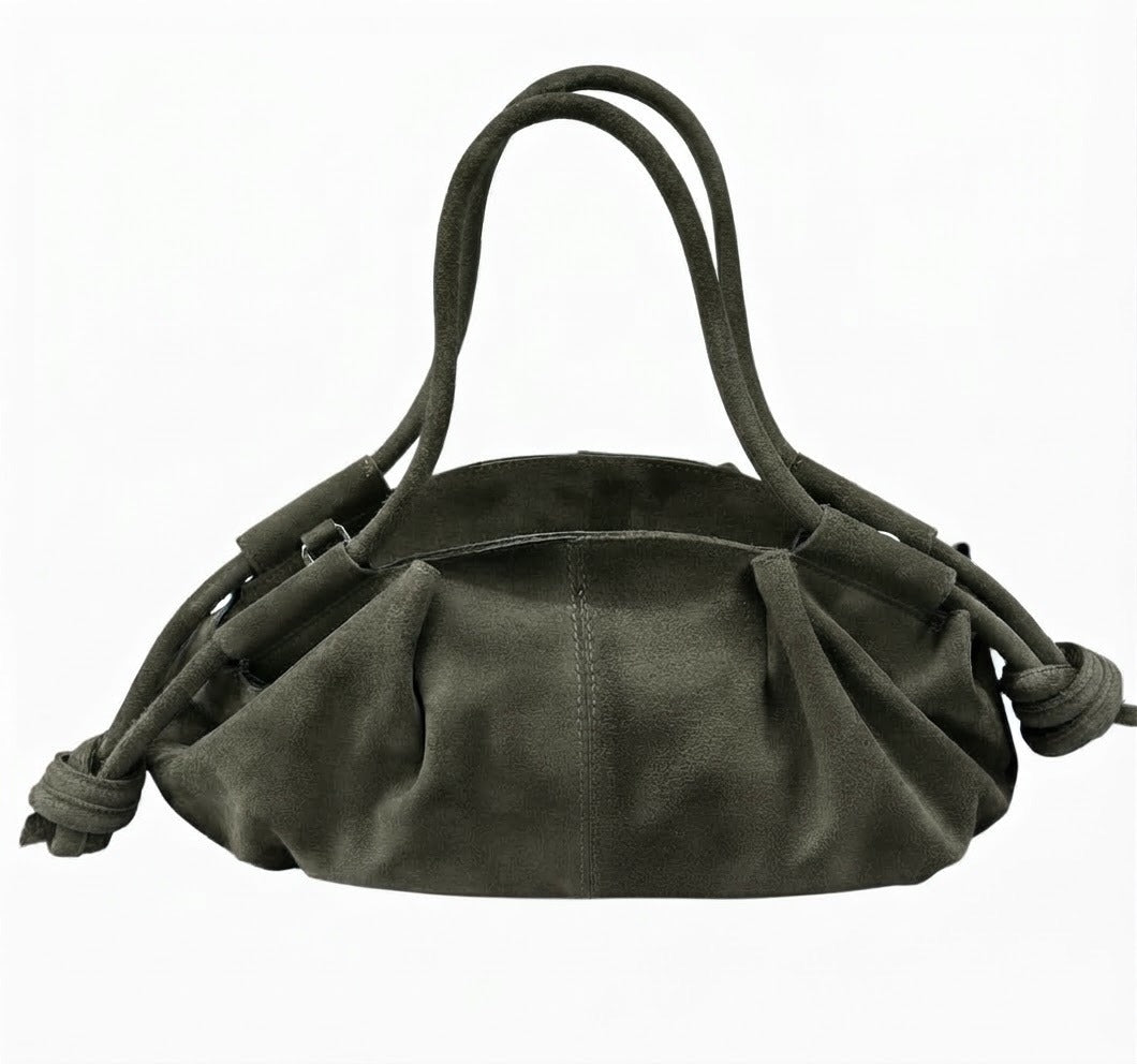HE581 Military Green Slouchy Suede Hobo Bag