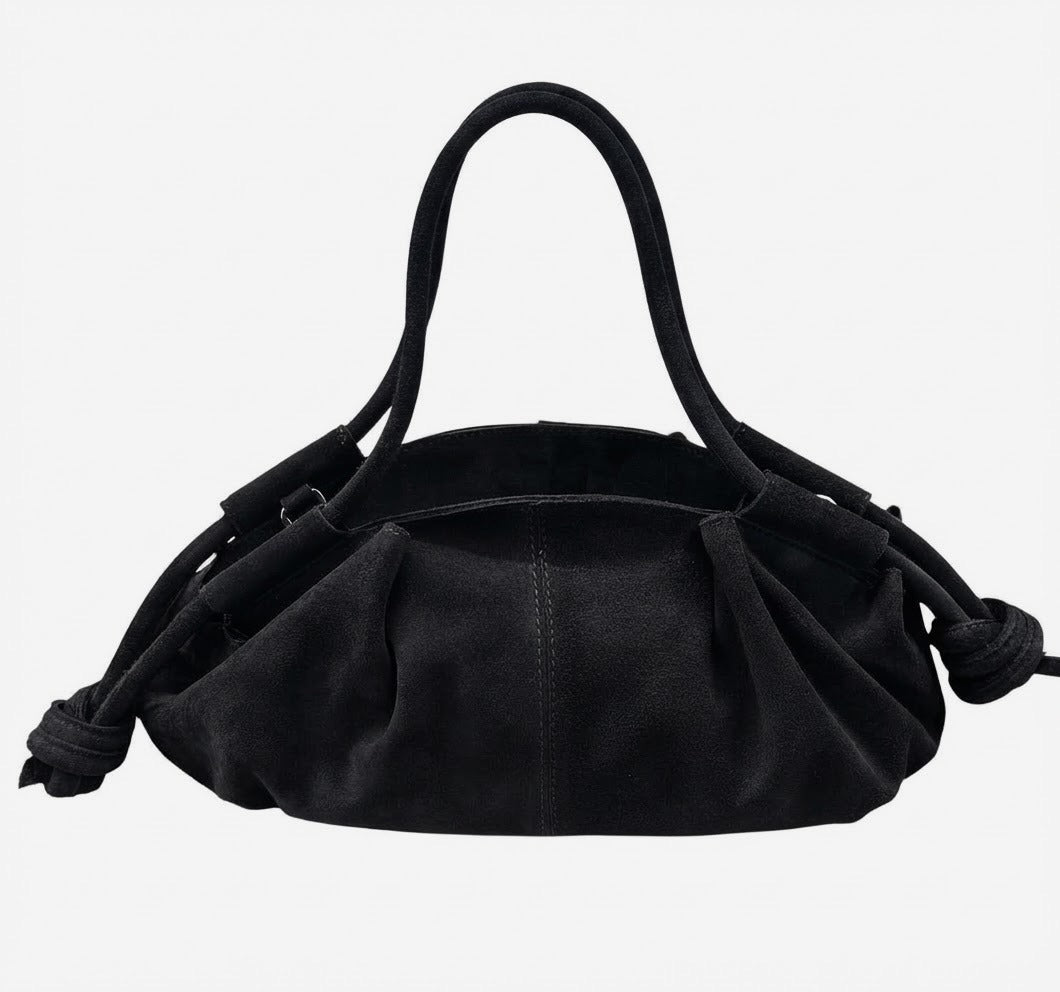 HE583 Black Slouchy Suede Hobo Bag