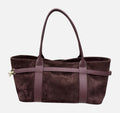 HE589 Burgundy Belted Suede Tote Bag