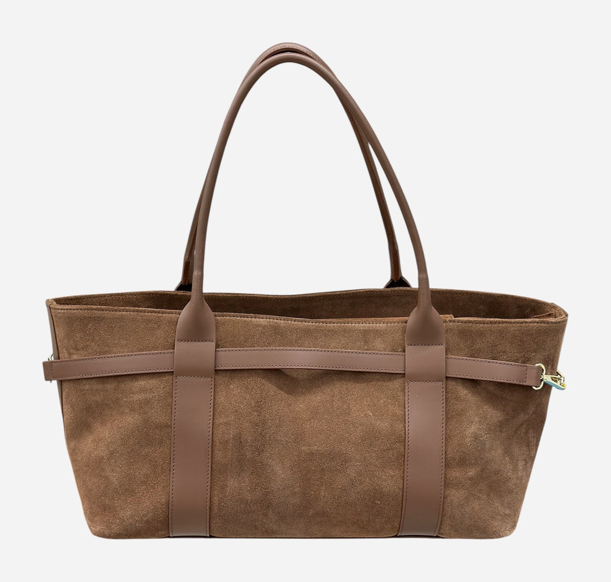 HE592 Brown Belted Suede Tote Bag