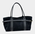 HE593 Black Belted Suede Tote Bag