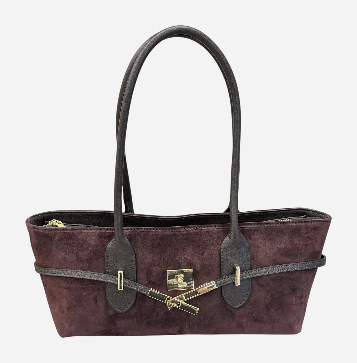HE594 Burgundy Suede Shoulder Bag