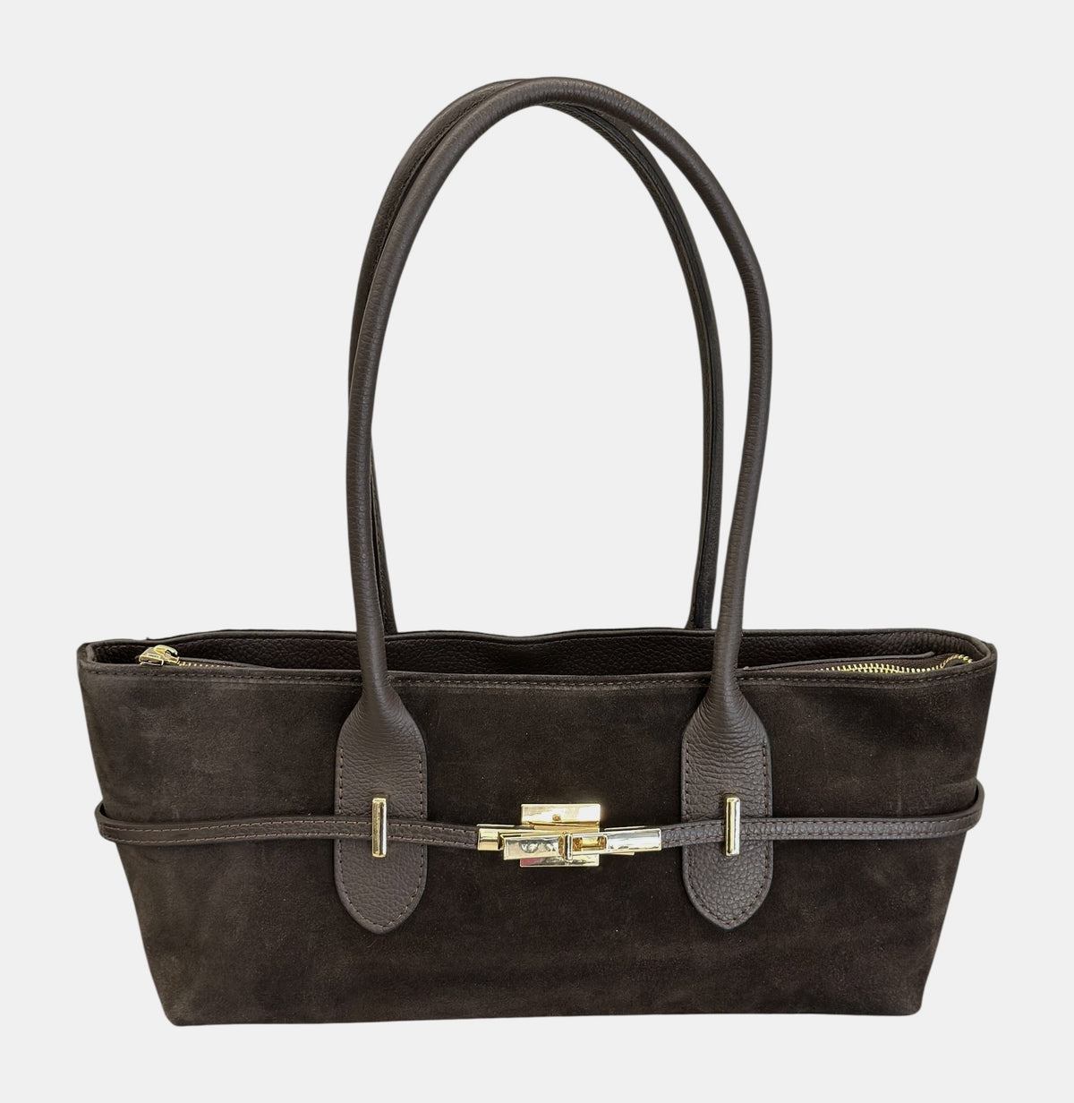 HE596 Dark Brown Suede Shoulder Bag