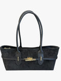 HE597 Black Suede Shoulder Bag