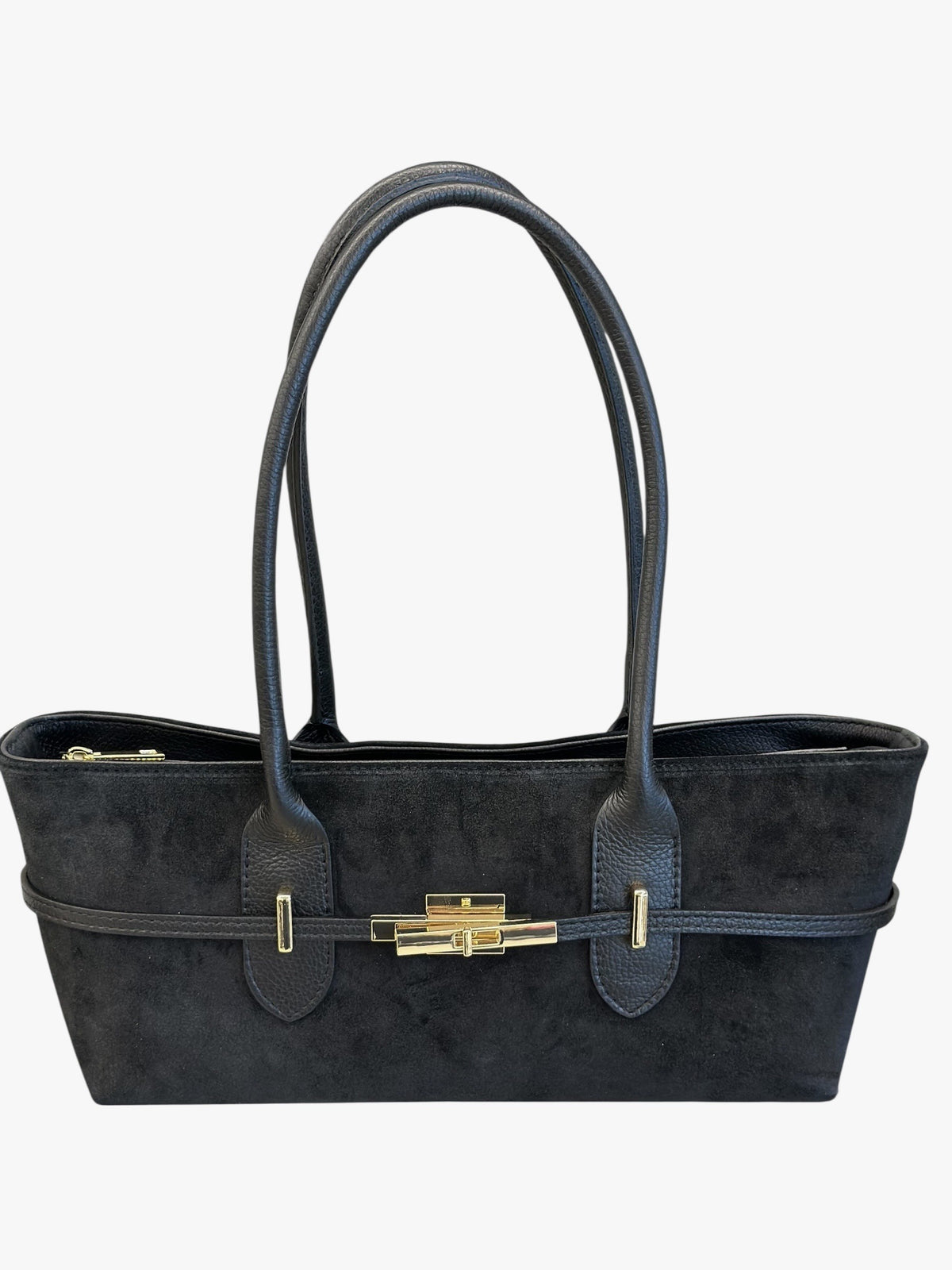 HE597 Black Suede Shoulder Bag