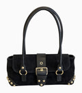 HE604 Black Studded Suede Shoulder Bag