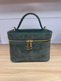 HE605 Forest Green Vanity Suede Top Handle Bag