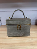 HE606 Dark Taupe Vanity Suede Top Handle Bag