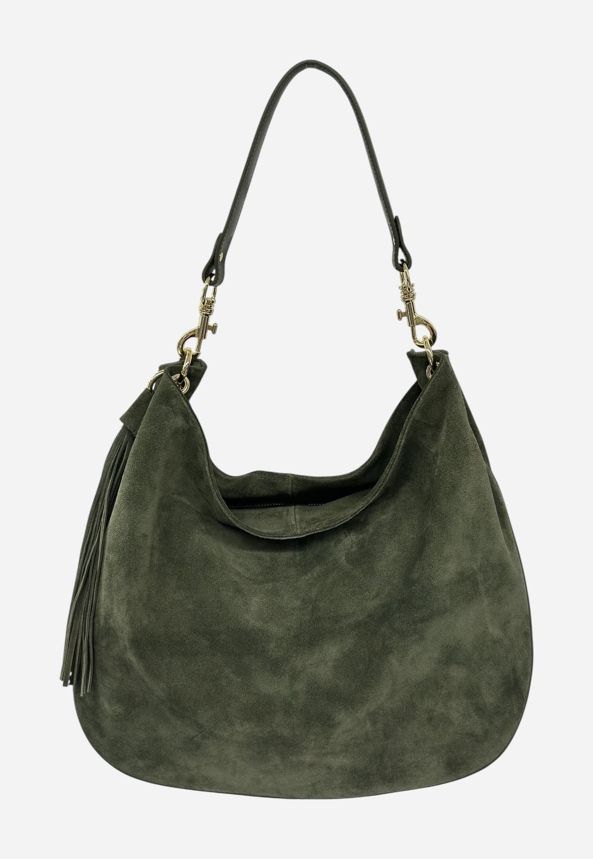 HE618 Military Green Slouchy Suede Hobo Bag