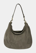 HE619 Dark Taupe Slouchy Suede Hobo Bag