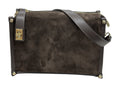 HE634 Dark Brown Suede Crossbody Bag