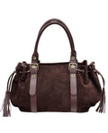 HE636 Burgundy Drawstring Suede Satchel
