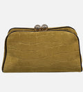 HE648 Mustard Croc-Embossed Suede Clutch