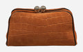 HE649 Papaya Croc-Embossed Suede Clutch