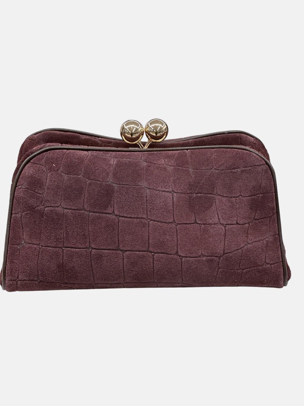 HE650 Burgundy Croc-Embossed Suede Clutch