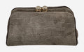 HE653 Dark Taupe Croc-Embossed Suede Clutch