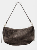 HE666 Dark Taupe Croc-Embossed Suede Hobo Bag