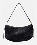 HE667 Black Croc-Embossed Suede Hobo Bag