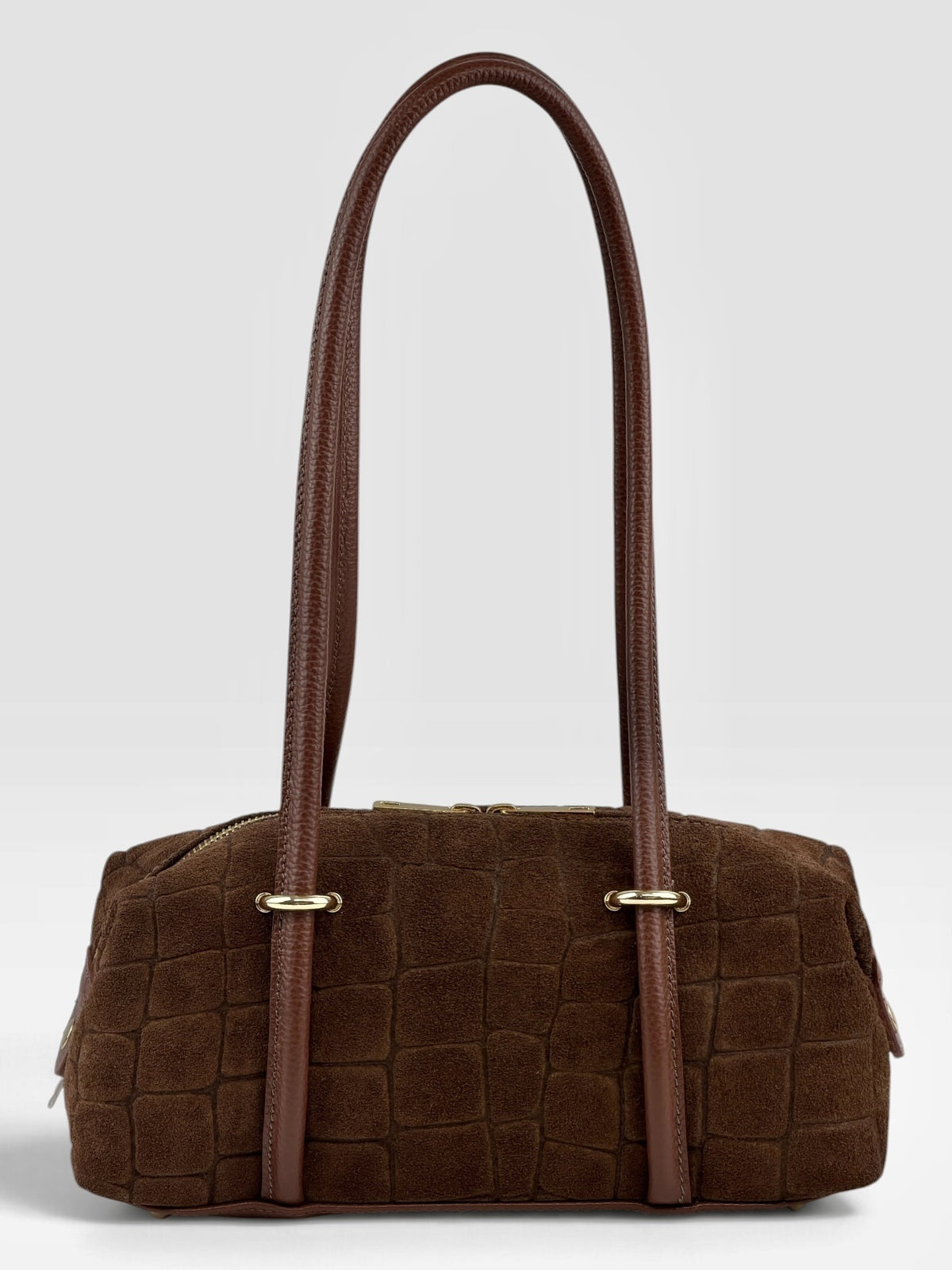 HE683 Brown Barrel Suede Shoulder Bag