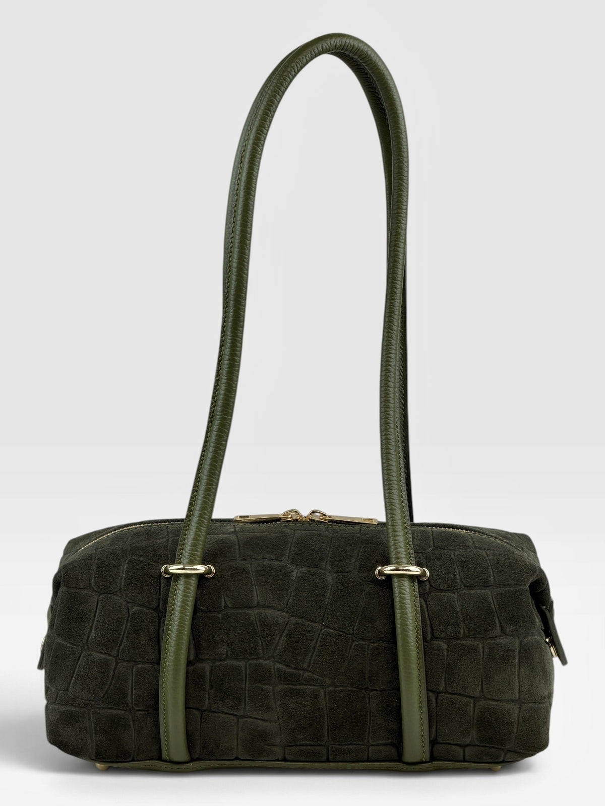 HE684 Military Green Barrel Suede Shoulder Bag