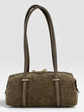 HE685 Dark Taupe Barrel Suede Shoulder Bag
