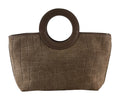 HE710 Dark Taupe Ring Handle Suede Top Handle Bag