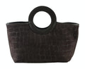 HE712 Dark Brown Ring Handle Suede Top Handle Bag