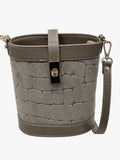 HE715 Dark Taupe Croc-Embossed Suede Bucket Bag