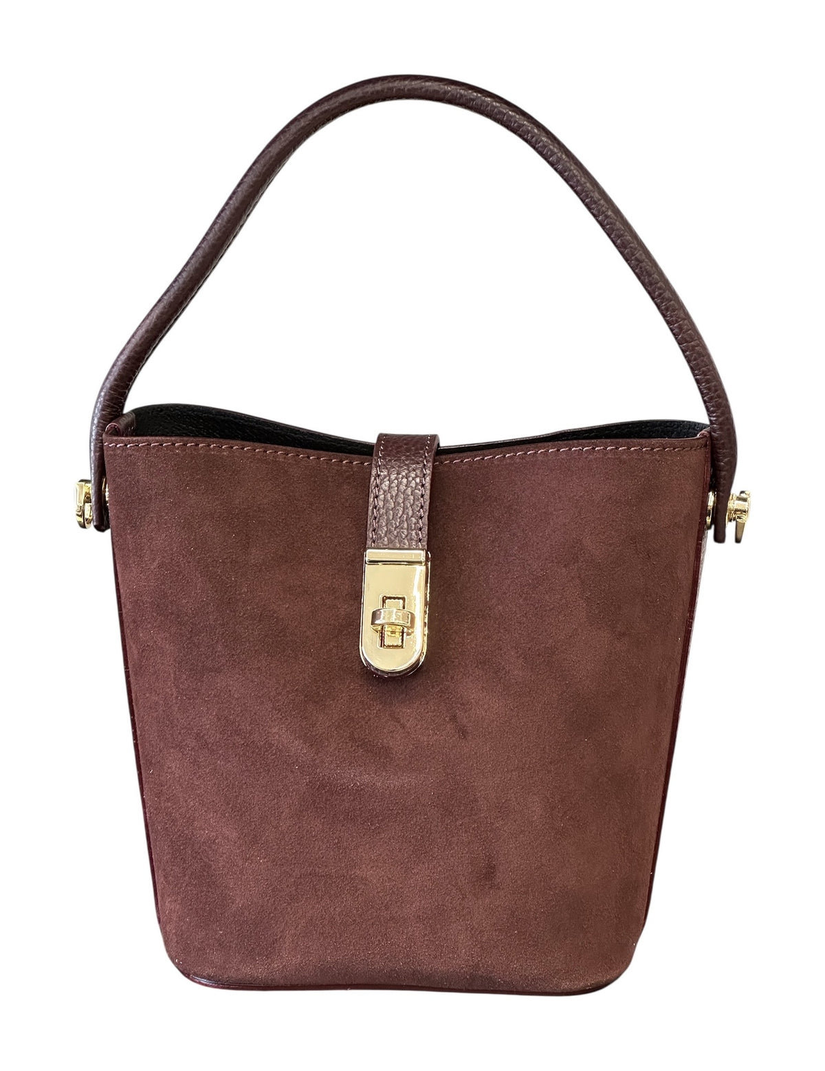 HE719 Burgundy Mini Suede Bucket Bag
