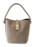 HE720 Dark Taupe Mini Suede Bucket Bag