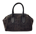HE725 Dark Brown Croc-Embossed Suede Satchel