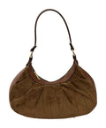 HE729 Brown Pleated Suede Hobo Bag