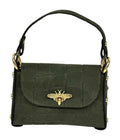 HE739 Military Green Mini Flap Suede Top Handle Bag