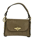 HE740 Taupe Mini Flap Suede Top Handle Bag