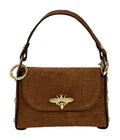 HE742 Brown Mini Flap Suede Top Handle Bag