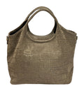 HE746 Dark Taupe Croc-Embossed Suede Tote Bag