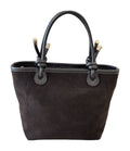 HE786 Dark Brown Knotted Handle Suede Tote Bag