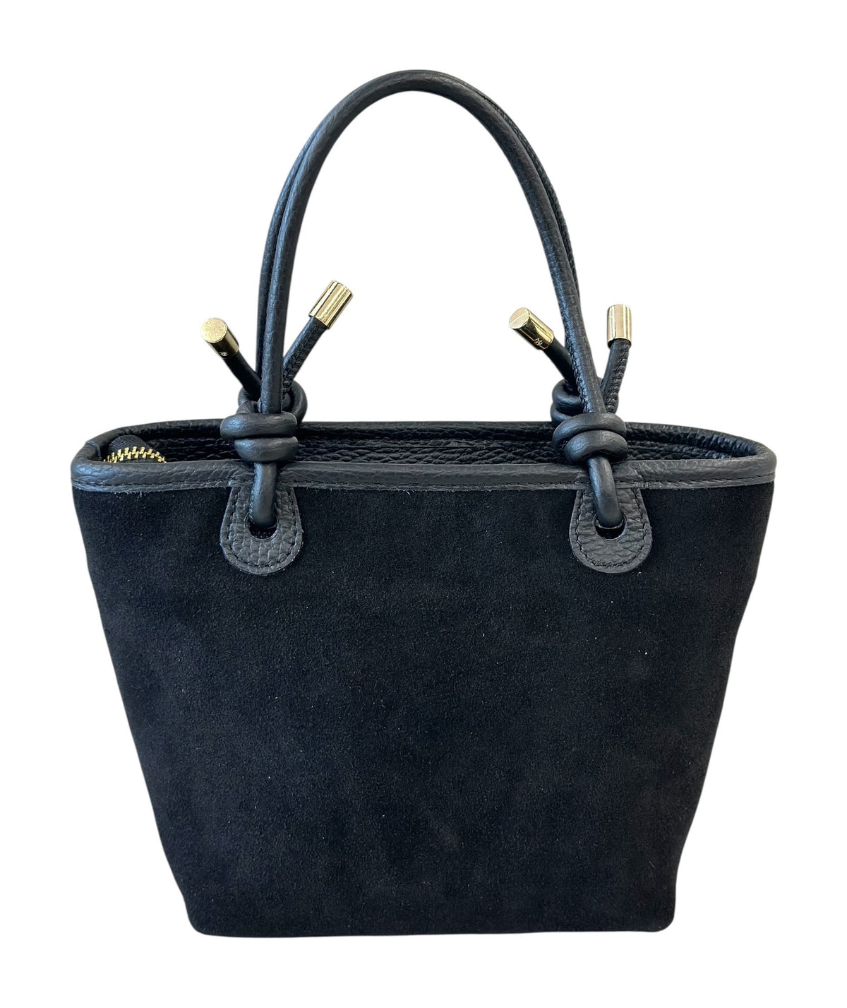 HE787 Black Knotted Handle Suede Tote Bag