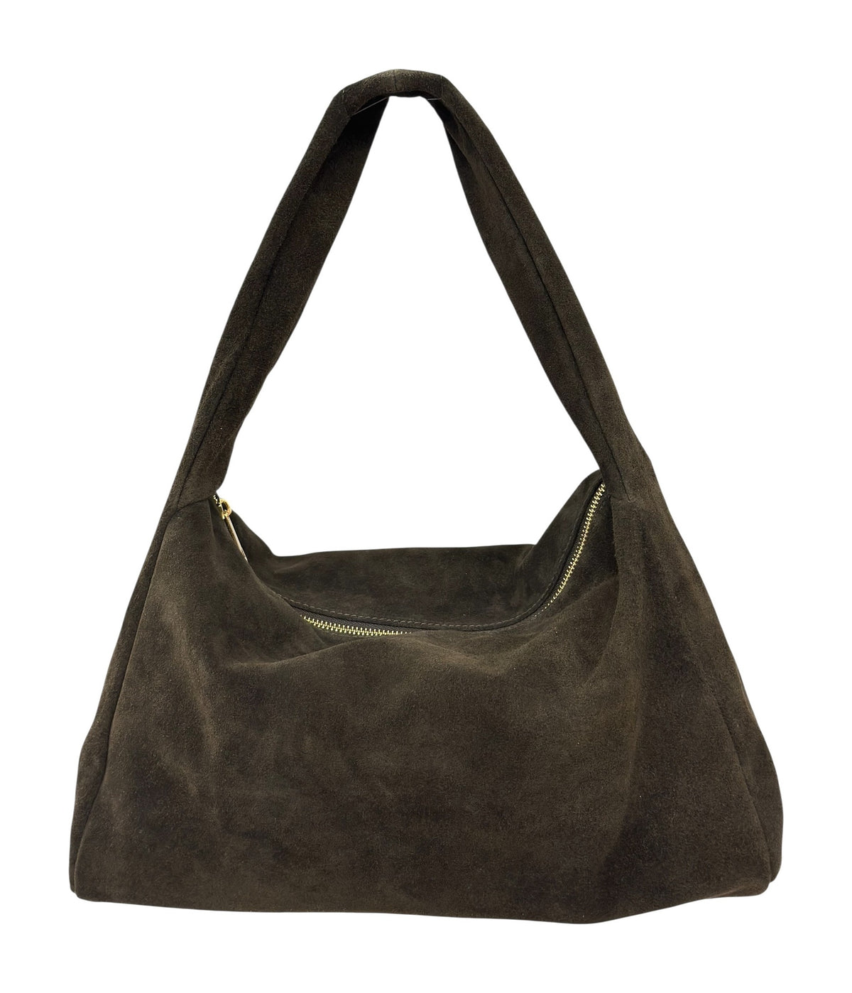 HE793 Dark Brown Slouchy Suede Hobo Bag