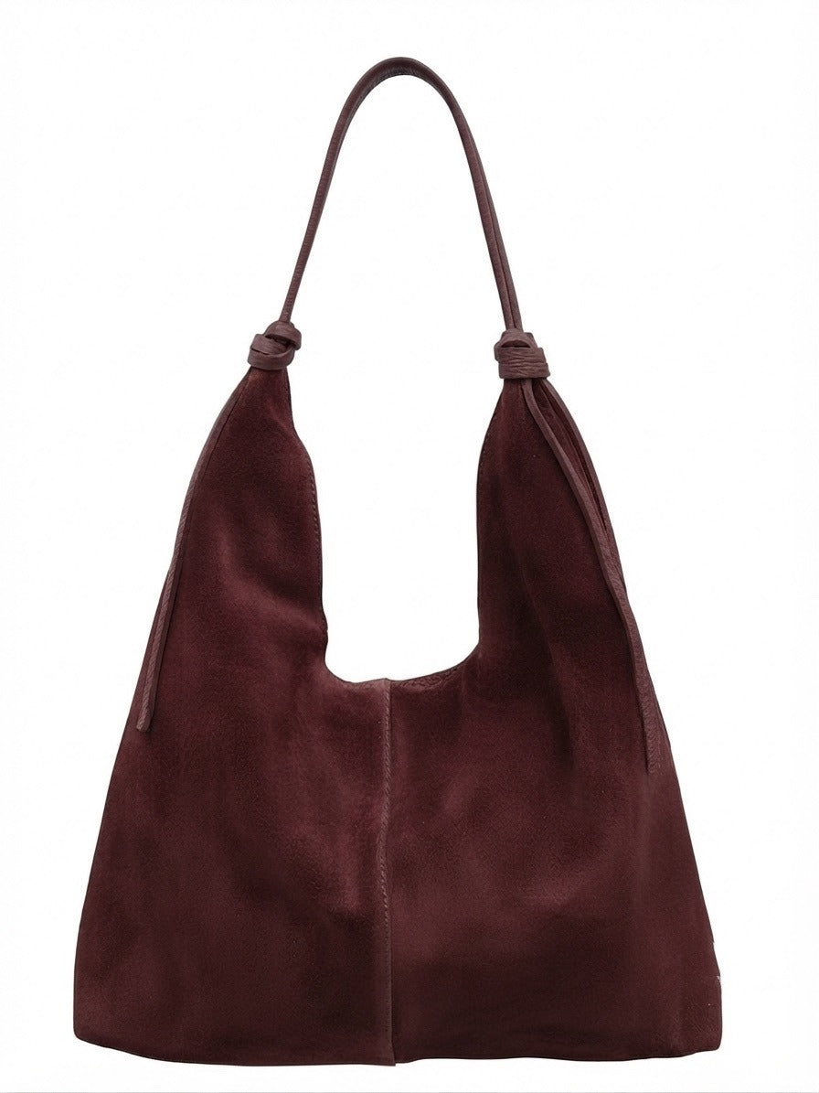 HE795 Burgundy Slouchy Suede Hobo Bag