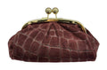 HE799 Burgundy Kiss-Lock Suede Clutch