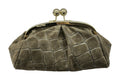 HE801 Dark Taupe Kiss-Lock Suede Clutch