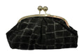 HE804 Black Kiss-Lock Suede Clutch