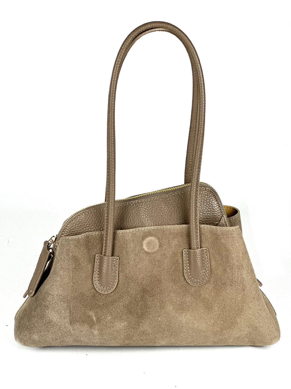 HE806 Dark Taupe Structured Suede Shoulder Bag