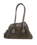 HE807 Dark Brown Structured Suede Shoulder Bag