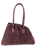 HE808 Burgundy Structured Suede Shoulder Bag