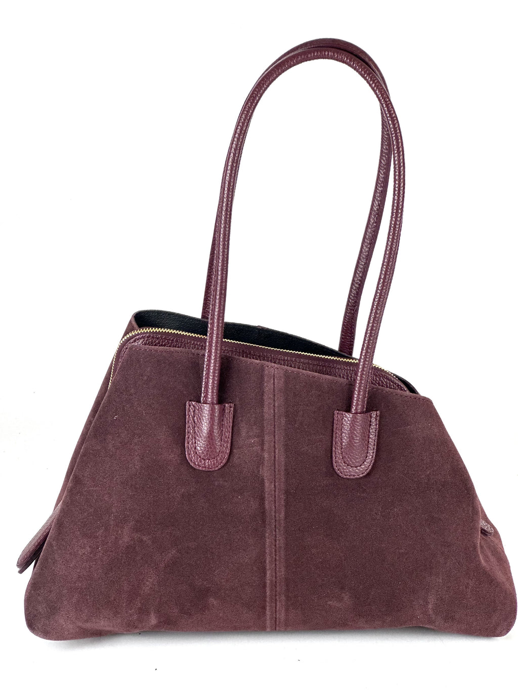 HE808 Burgundy Structured Suede Shoulder Bag