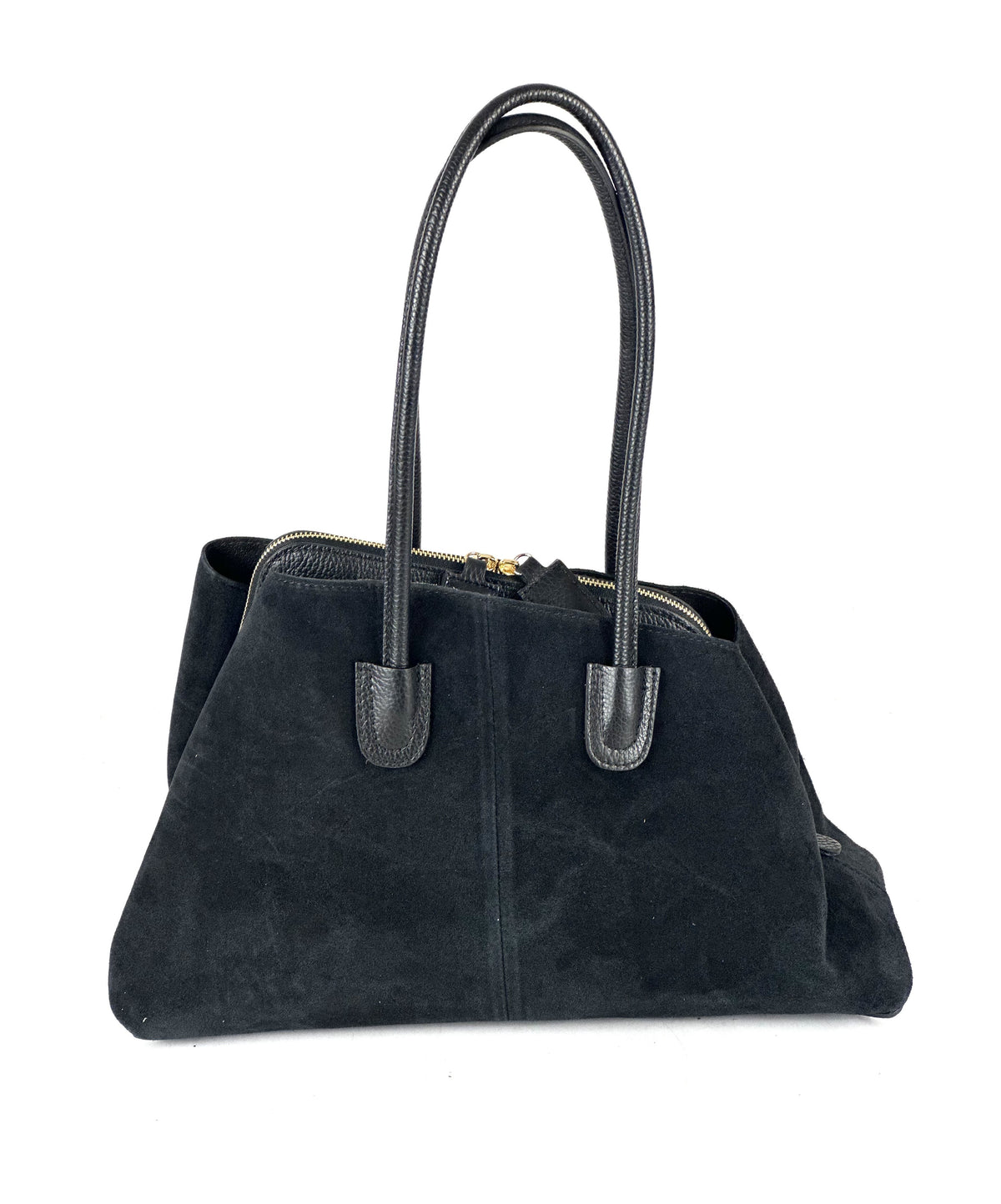 HE811 Black Structured Suede Shoulder Bag