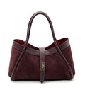 HE819 Burgundy Suede Tote Bag