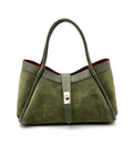 HE820 Military Green Suede Tote Bag